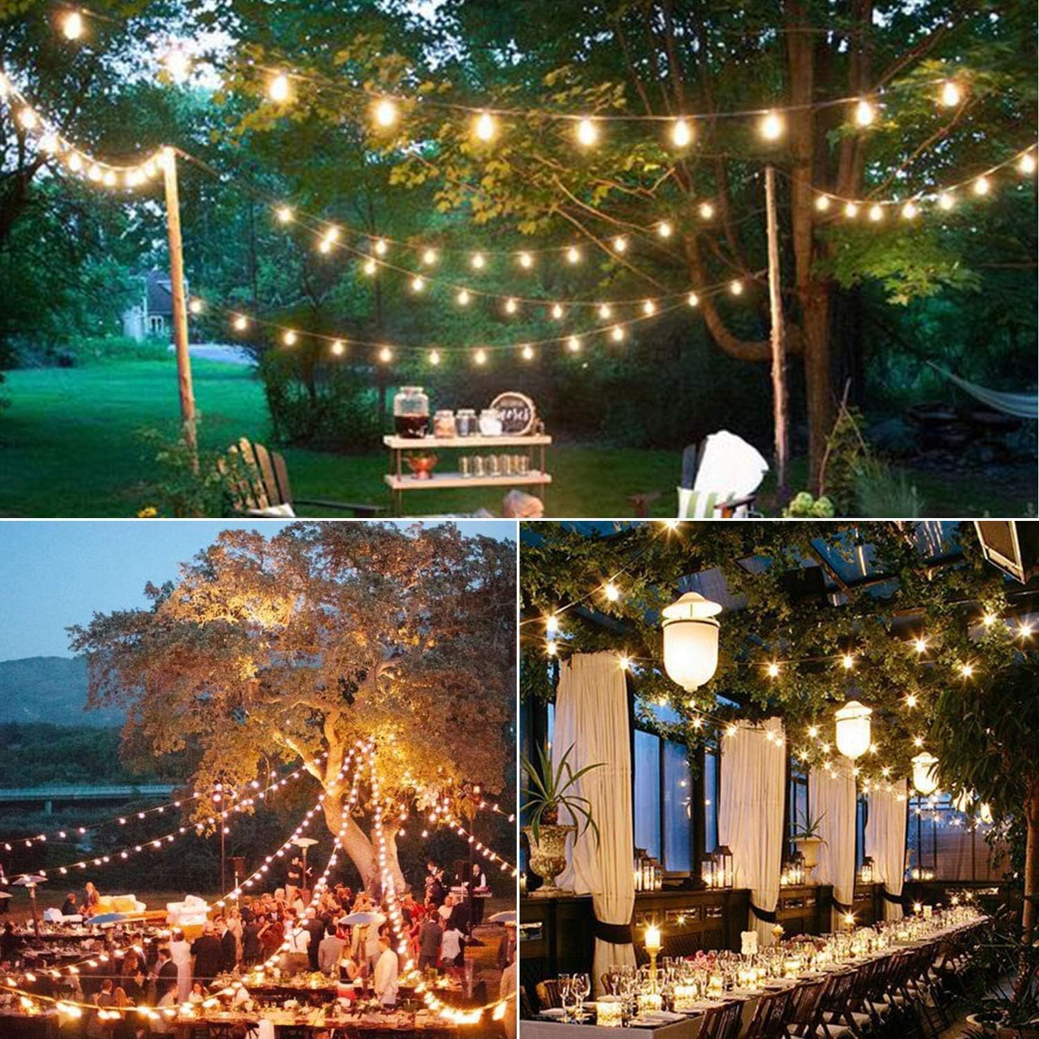 48ft SUNTHIN G40 LED String Lights 2700K Globe Hanging Loops 24Pcs E12 Sockets and 25 G40 1 Watt Bulbs Included 1 Spare 2ft Spacing Indoor Outdoor Patio Lights UL ETL Listed Waterproof: Home Improvement