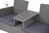 EVRE Lisbon Rattan 2 Seater Bench with Table Outdoor Garden Furniture view 6