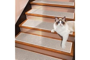 Demiwise 15 Pack Non Slip Stair Treads,8" X 30" Non Slip Carpet Stair Treads with Reusable Adhesive Rubber Backing,Staircase Step Treads Carpet Treads for Wooden Steps Indoor (Beige)
