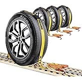 OXXTRIC 2" x 12' Car Hauler Straps, 3-Point Tire Ratchet Tie Down for Trailers with Swivel J Hooks & Rubber Blocks, 4-Pack, Over Tire Straps for UTV Hauler