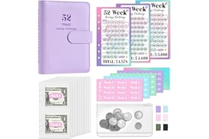 Sooez Savings Book 52 Week Money Saving Challenge Binder, A6 Savings Challenges Book with Envelopes, Money Saving Binder Challenge Kit with 3 Laminated Tracker, Fun Way to Save $1378, 2600, 5000