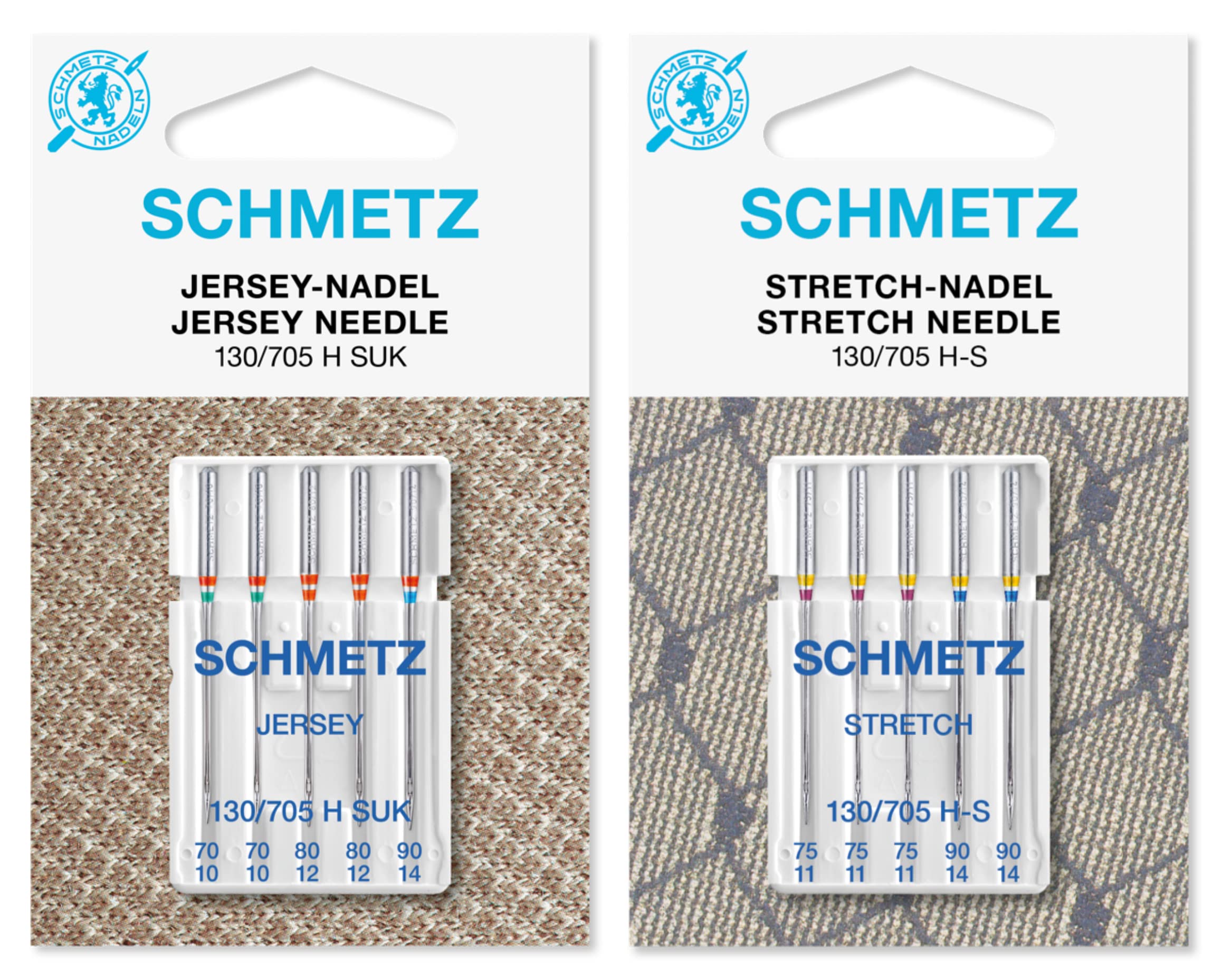 Schmetz Sewing Machine Needles Assortment, 10 Pieces - Jersey/Ball Point & Stretch, Sizes 70/10, 75/11, 80/12, 90/14