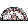 Design Toscano Lady Astor Demi-Lune Stained Glass Window Hanging Panel, 32 Inch, Amethyst Moon, 0.50" x 33.50"