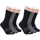 Clarks Men's Casual Half Cushion Crew Socks 6 Pair, Black/Charcoal/Navy, Men's 7-12 Shoe