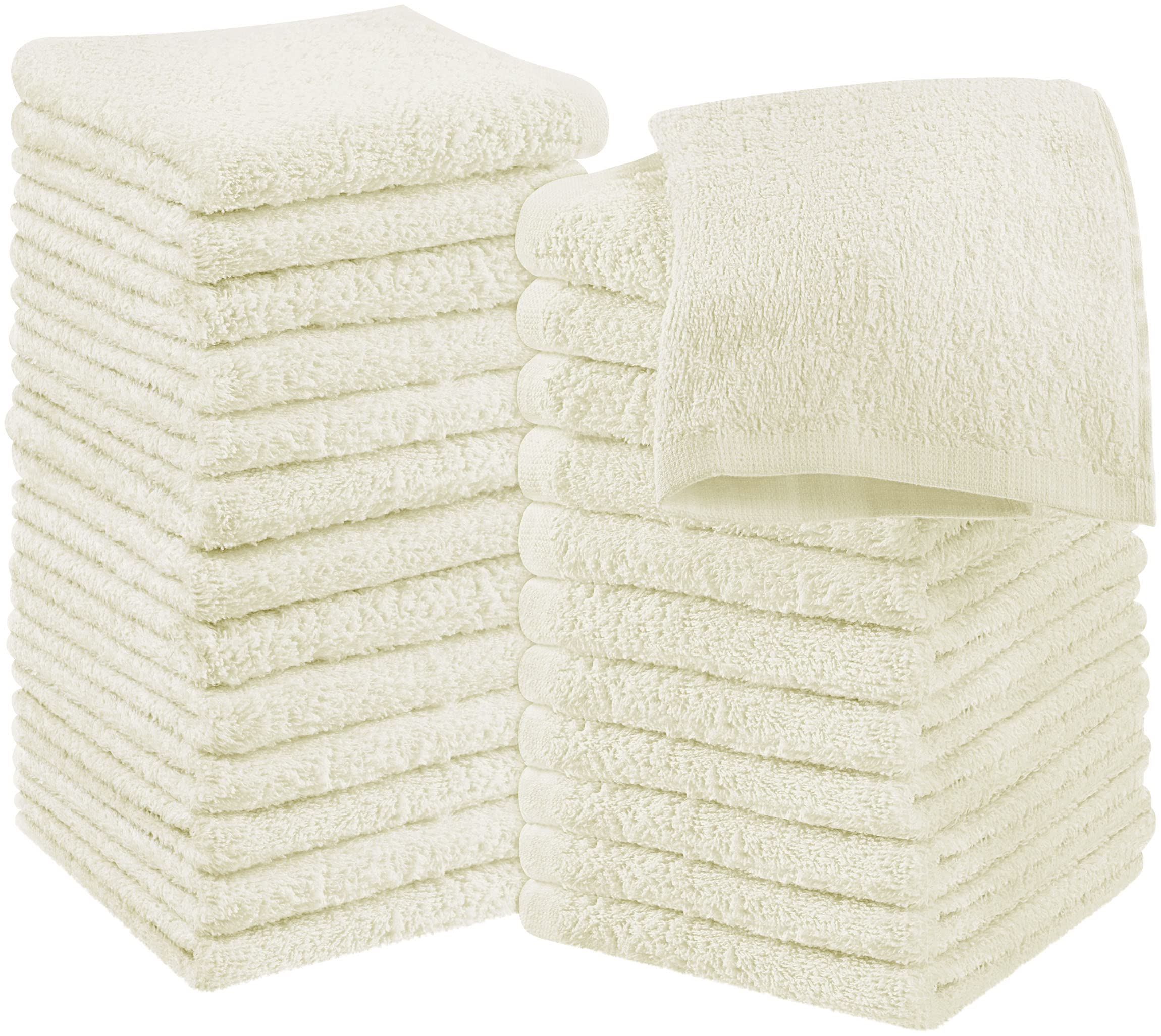 Utopia Towels Cotton Washcloths Set - 100% Ring Spun Cotton, Premium Quality Flannel Face Cloths, Highly Absorbent and Soft Feel Fingertip Towels (24 Pack, Ivory) (ABS-I-17) — image 1