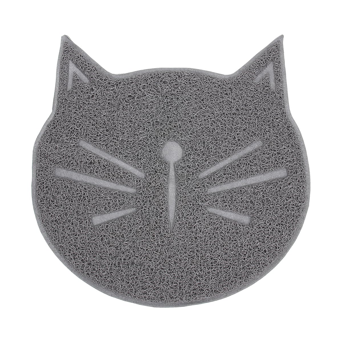 ULTECHNOVO Cat Litter Mat, Grey Portable Cat Shape Litter Mat Easy Clean Washable Large Litter Box Mat with Scatter Control Suitable for Dog Cat