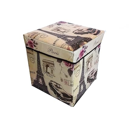DI GRAZIA Leather Cube Footrest Sitting Stool Storage Organizer Box (Multicolour)