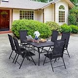 PHI VILLA Garden Table 150x90cm for 6 Outdoor Rust Proof Steel Frame Black view 7