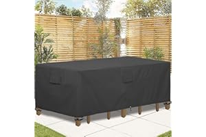 GARDRIT Patio Furniture Covers, Veranda Rectangular/Oval 100% Waterproof Patio Table Cover, 108’’L x 82’’W x 27.5’’H Heavy Duty 600D Outdoor Furniture Set Covers, Black