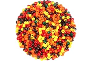 UPINS 1200Pcs Fall Pony Beads, Autumn Thanksgiving Pony Beads for Hair Thanksgiving Autumn Party Decoration Supplies
