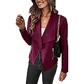 PRETTYGARDEN Women's Faux Suede Jackets 2026 Fashion Fall Clothes Long Sleeve Open Front Cropped Coat Outwear