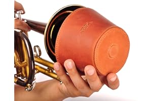 Trumpet magnetic mute, lightweight leather mute for jazz and classical trumpeters MG Leather Work (Trumpet, Brown)