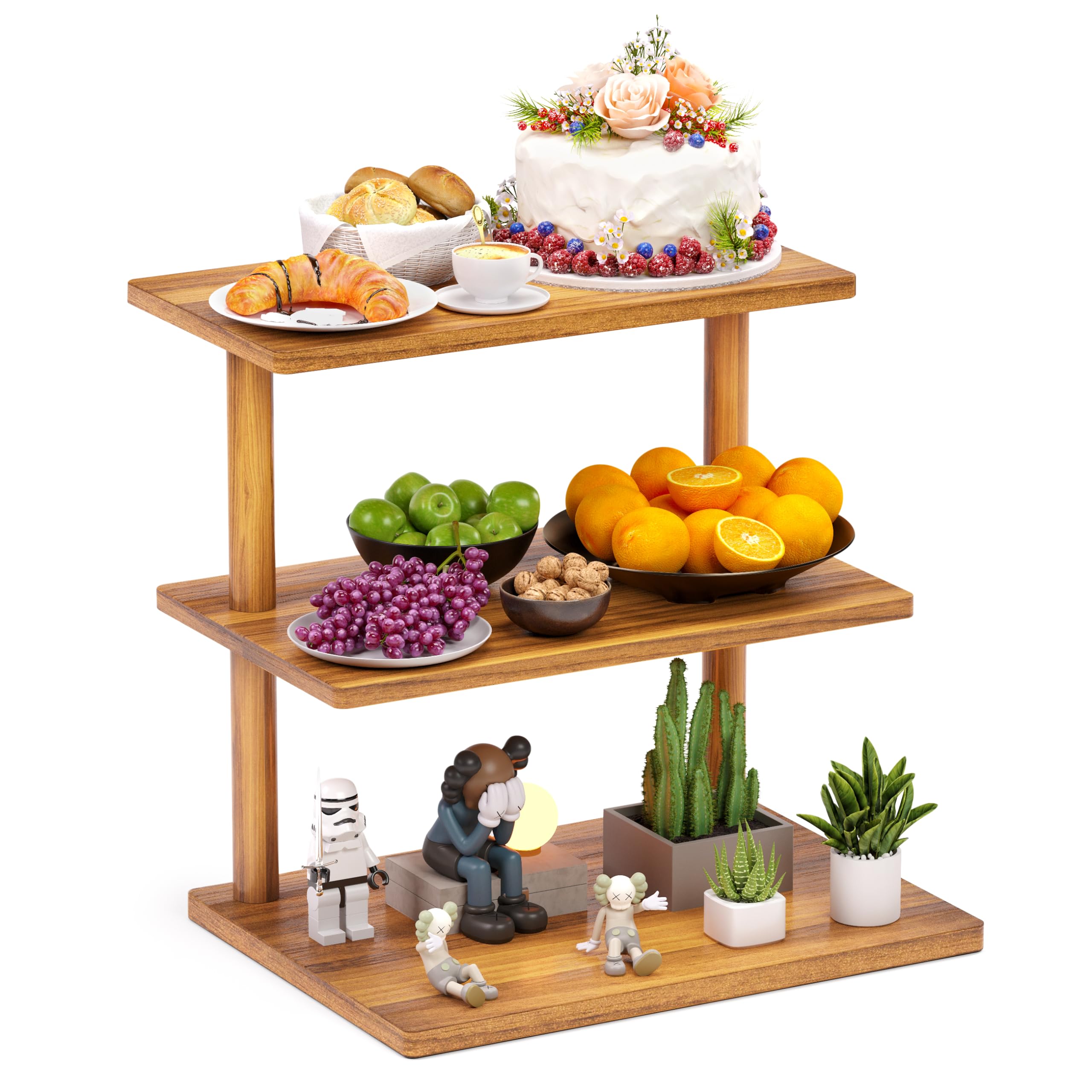 Photo 1 of Cupcake Stand, Acacia Wooden Cupcake Stands for Dessert Table, Wood Cake Stand with Tiered Tray Decor, Rustic Cupcake Display Stand for Birthday Graduation Baby Shower Tea Party Serving Platters Trays