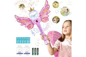 HUGEWAY Princess Magic Bubble Wand,Bubble Blower for Kids,Music & Light Up Bubble Machine & Bubble Maker,Outdoor Party Easter Birthday Bubbles Toy for Toddlers,Gift for Girls Age 3 4 5 6 7 8 Years Old (Pink)