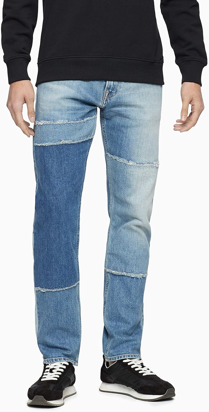 Calvin Klein 卡尔文克莱因 CK 运动型 锥形剪裁 男式补丁牛仔裤 3.8折$33.56 海淘转运到手约￥281