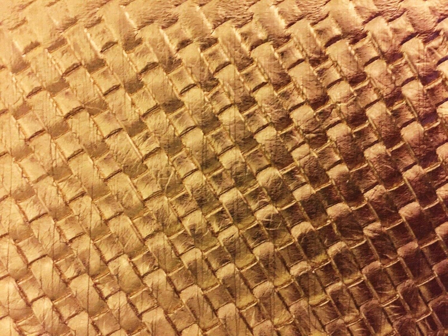 Gold Basket Weave / Woven Upholstery Vinyl Fabric Sold By