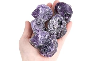 6PCS Amethysts with Jar, Natural Rough Stones Crystal Large Raw Crystals Bulk Healing Gemstones for Reiki Healing Tumbling Fo