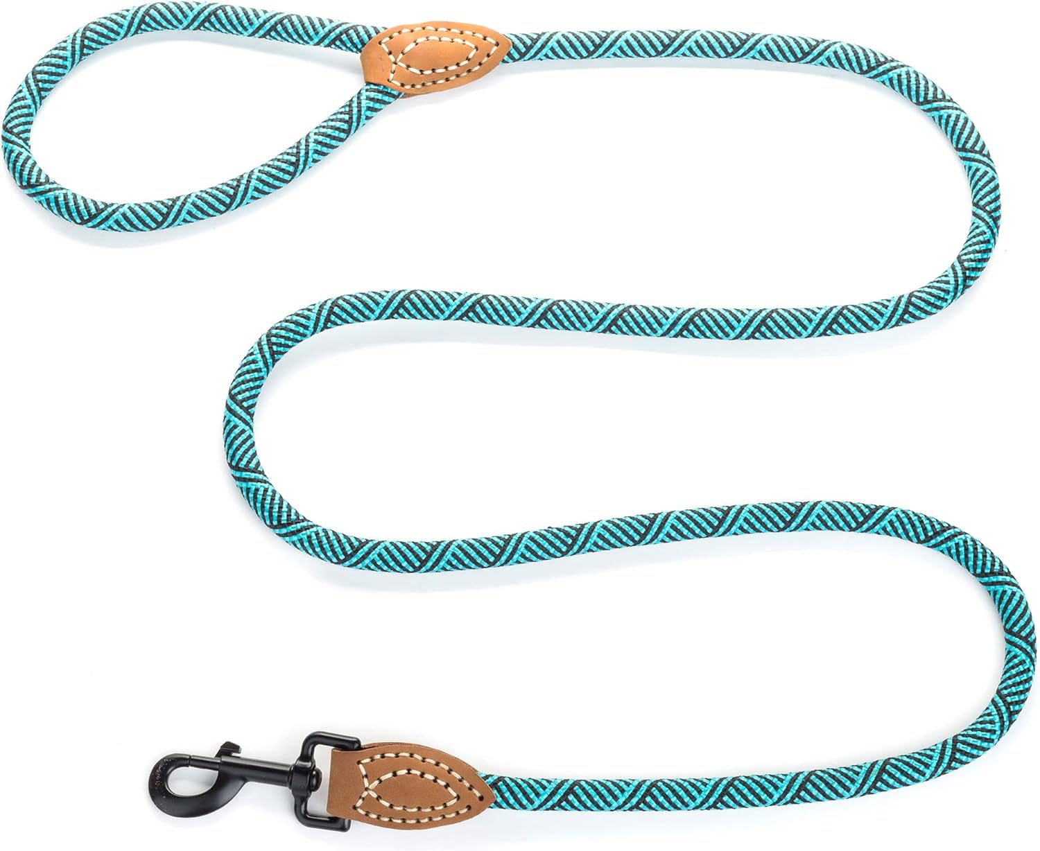 Mile High Life Rope Leash with Genuine Leather Connection, 6 FT/5 FT/4 FT, Heavy Duty Leash for Medium & Large Dogs(Green,60 Inch-1/2") - Image 3