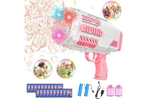 BMONATY Bubble Machine Automatic Bubble Gun for Kids，Rocket Launcher Bubble Maker Blower,Auto Filling, 8000+ Bubbles Per Minute Bubble Toys for Boys Girls Adults Outdoor Indoor Birthday Wedding Party (Pink)