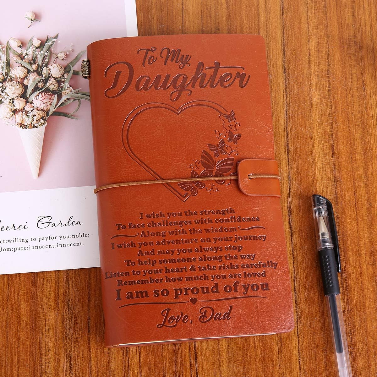 Weforu to My Daughter Journal Notebook, Leather Notebook Travel Diary from Dad Father for Christmas/Birthday/Gratuation Gift - Image 3