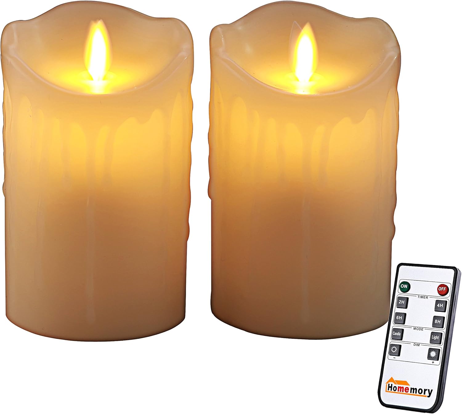 Homemory Battery Operated Flameless Candle with Timer, Set of 3 Tear