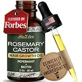 Hair Growth Oil with Rosemary, Castor &amp; Biotin, Dry Scalp Treatment, 2 Oz | Peppermint-Infused Botanical Blend &ndash; Strengthens Roots, Soothes &amp; Repairs, Pre-Wash Ritual in Glass Bottle
