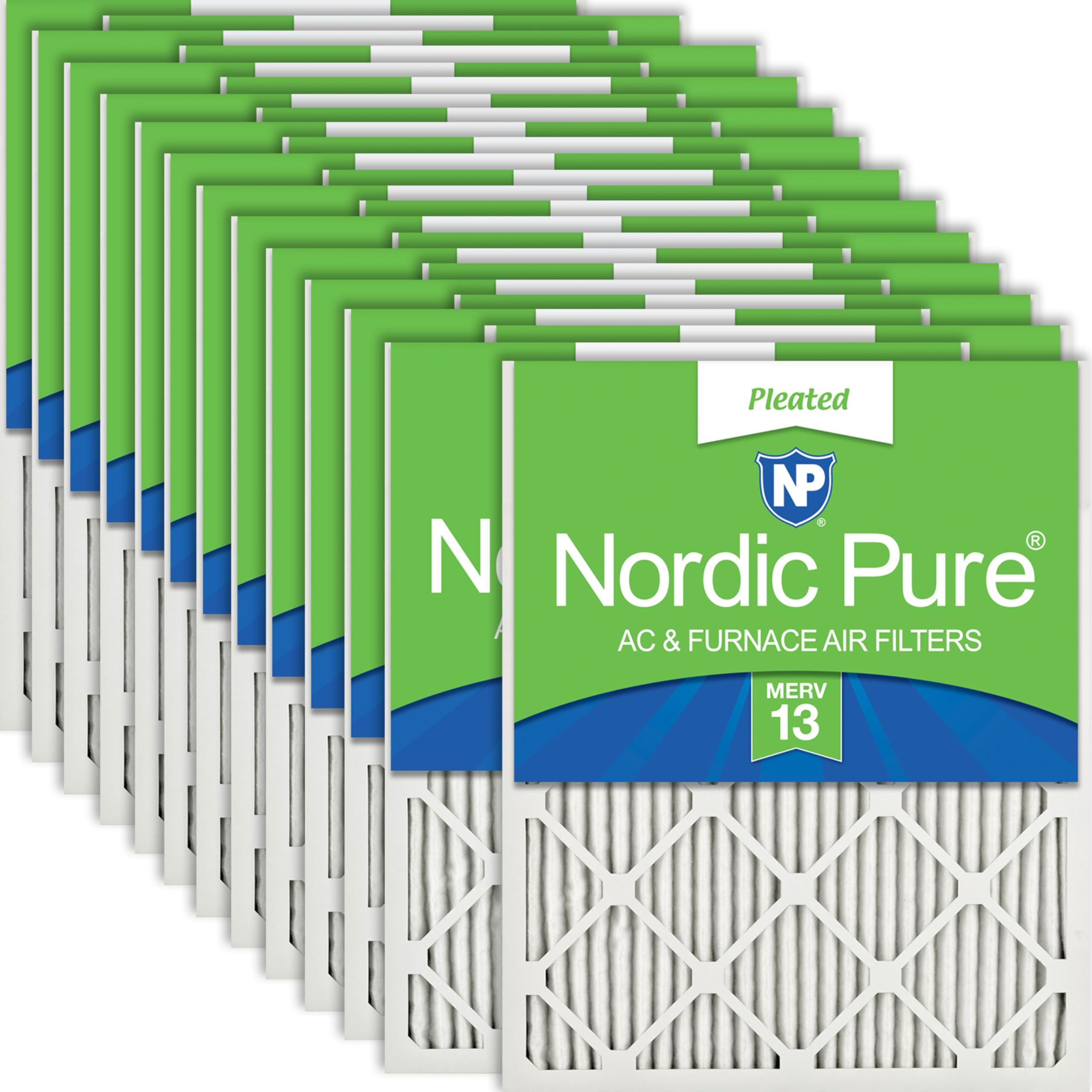 Nordic Pure 20x20x1 (Actual Size: 19 1/2 x 19 1/2 x 3/4) Pleated MERV 13 Air Filters 24 Pack Image