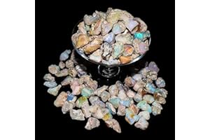 JAGUAR GEMS Natural Raw Ethiopian Opal Stone 5pcs - Rough Opal Crystals, Jewelry Making Gemstone Ultra Fire Striking, Wire Wrapping, Healing Crystals