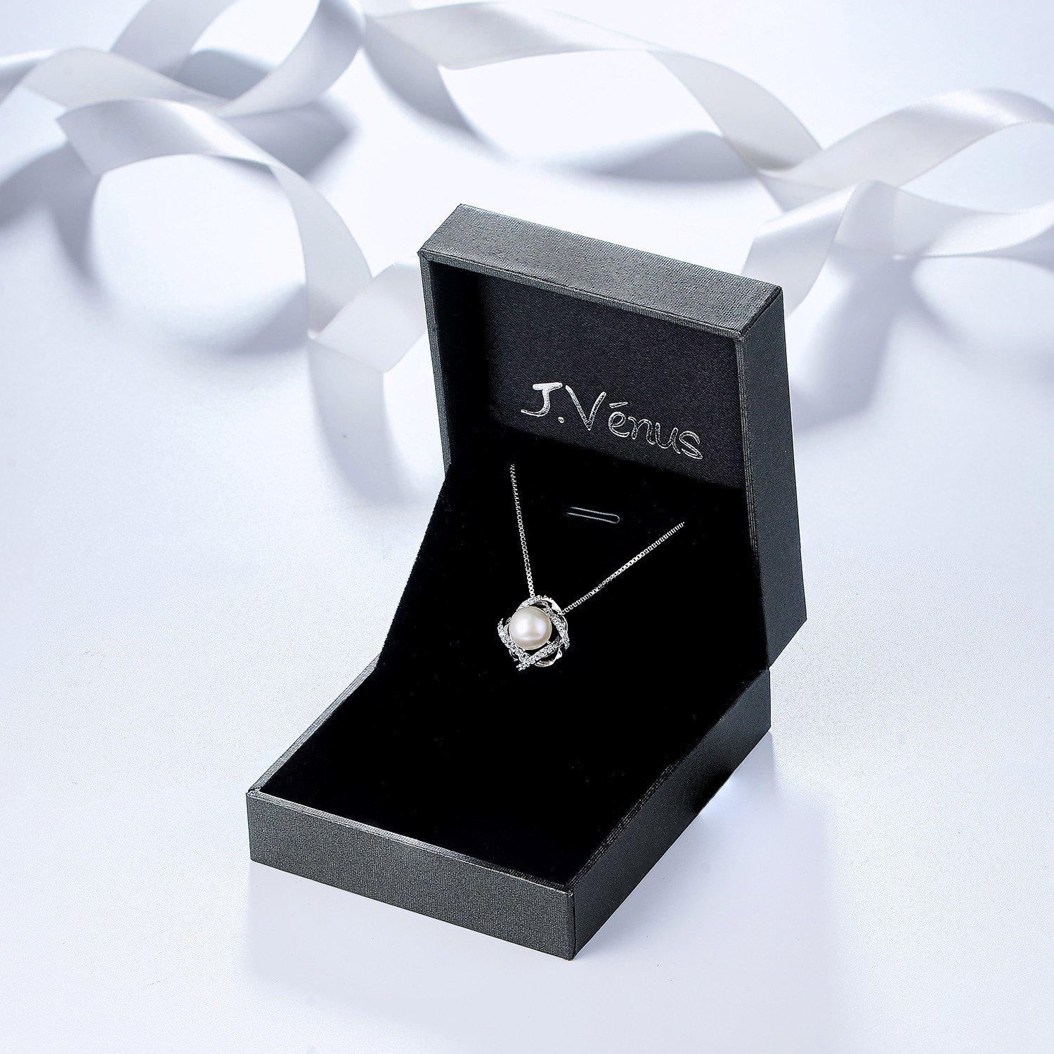 J.Vénus Joyeria Mujer, Collar de Plata de ley con Diamante para Mujer, Con una Caja ( 45cm de Longitud )