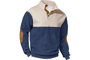 VOGSTART Mens Corduroy Fleece Lined Sweatshirts Long Sleeve Heavyweight Casual Button Pullover (S-XXL)