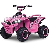 Kid Trax Pink 12V ATV Ride On Toys - Quad ATV, Electric 4 Wheeler, Reverse and Forward, Kids' Electric Vehicle, Quad Car ATV w/ 2 Speed, Led Headlights, 4 Wheeler, Max Weight 77 lb, Ages 3-8