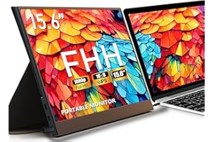 FHH Portable Monitor for Laptop, Metal 15.6'' FHD1080P Laptop Screen Extender Dual Monitor HDMI USB C- Plug & Play Cover Speaker Laptop Monitor Extender for Wins,Mac,Phone,Switch,PS4/5