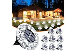 AKAVDOU Solar Ground Lights 8 Pack Waterproof Outdoor Solar Lights for Yard Led Solar Garden Lights Bright Solar Powered Disc Light In-Ground Landscape Lighting for Patio Pathway Walkway Driveway, White