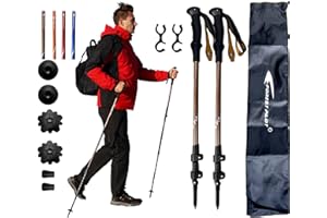 FOREST PILOT Trekking Poles - Lightweight 7075 Aluminum with Flip Lock & All Terrain Accessories - Pair of 2 Walking Sticks for Hiking with EVA or Beech Wood Grip