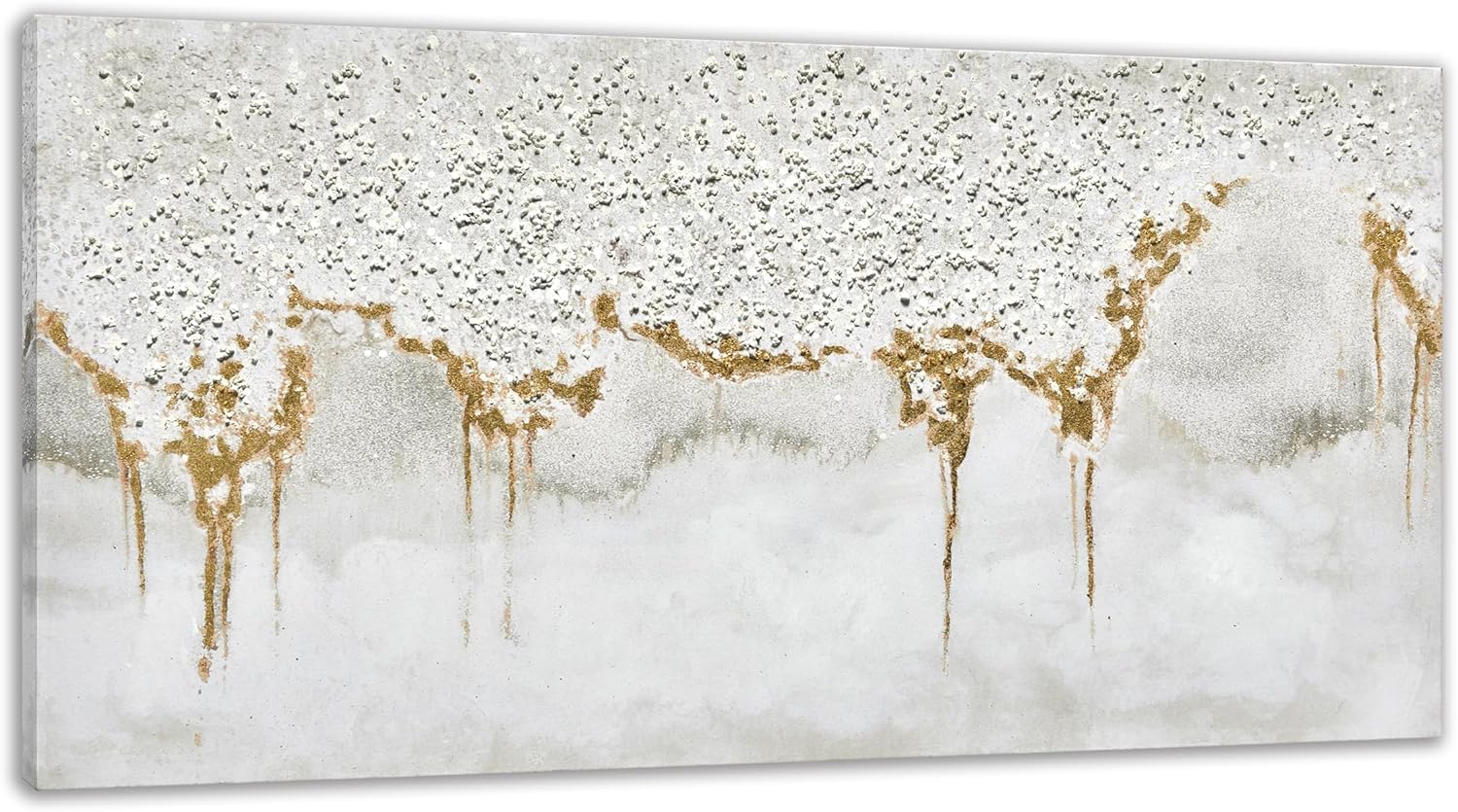 Paintings - TRAIN2 ART Textured Abstract Glitter Artwork Canvas Wall Art, White Acrylic Painting and Gold Foil Oil Painting Wall Art on Canvas, for Living Room Decor Gold and Gray (gold, 20X40inch)