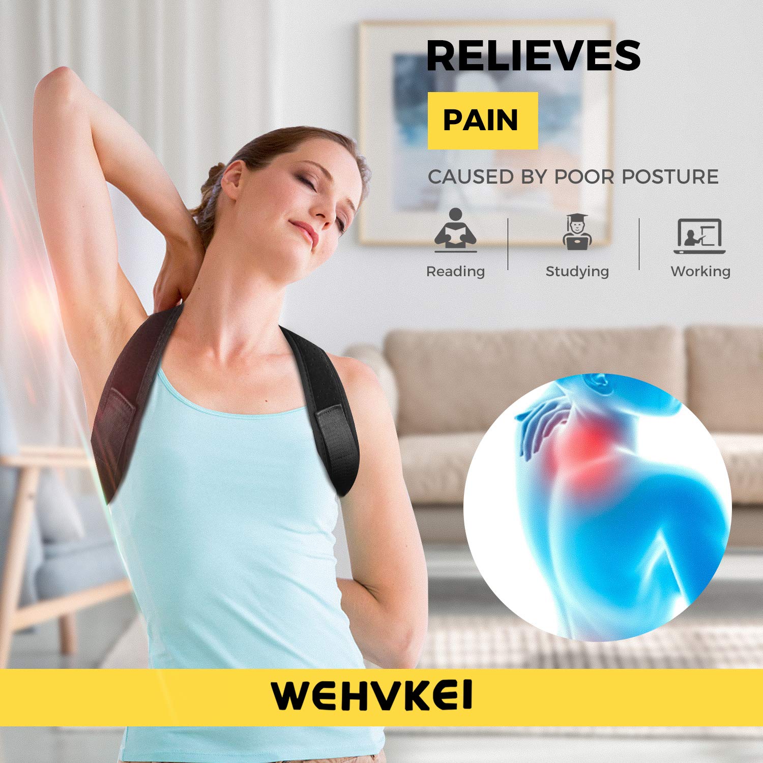 Posture Corrector Brace for Women &Men, Comfortable Better Back and Shoulder Brace Pain Relief, Back Support Belt for Slouching &Hunching, Breathable Corrects Cervical Clavicle Thoracic Support Device