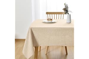 JIUZHEN 54 x 80 Inch Faux Linen Rectangle Tablecloth - Wrinkle and Stain Resistant Washable Table Cloth for Kitchen Dining Ro
