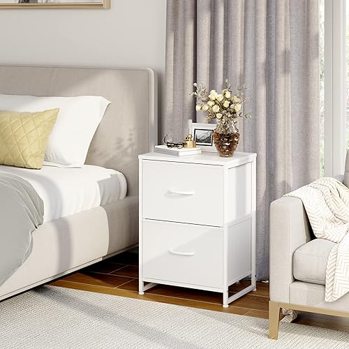 Nicehill White Nightstand with Drawer for Bedroom, Small Dresser