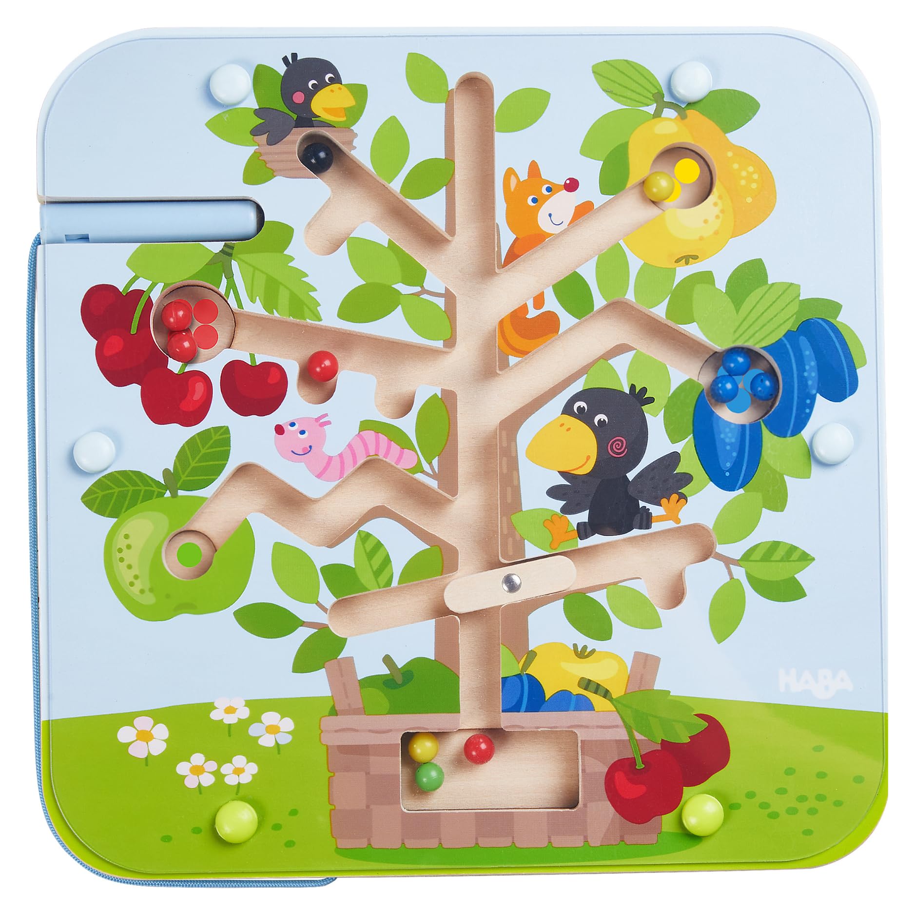 HABA 306083 Orchard Magnetic Game | Engaging Motor Skills Activity for Toddlers | Interactive Magnetic Board with Colourful Orchard Pieces | Early Learning Coordination Toy for Children from 2 Years
