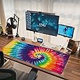Cool Tie Dye Art Mouse Pad Extended Large Gaming Mousepad XL Big Long Oversized Desk Mat Stitched Edges 31.5 X 11.8 Inch for Home Office