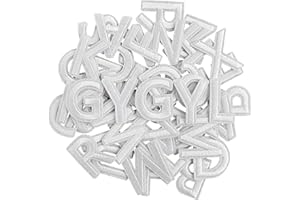 GUYI GYGYL 104 Pieces Iron on Letter Patches, Embroidered A-Z Letter Patches for Clothes, Dress, Hat, Socks, Jeans, DIY Accessories-1.5 Inch White