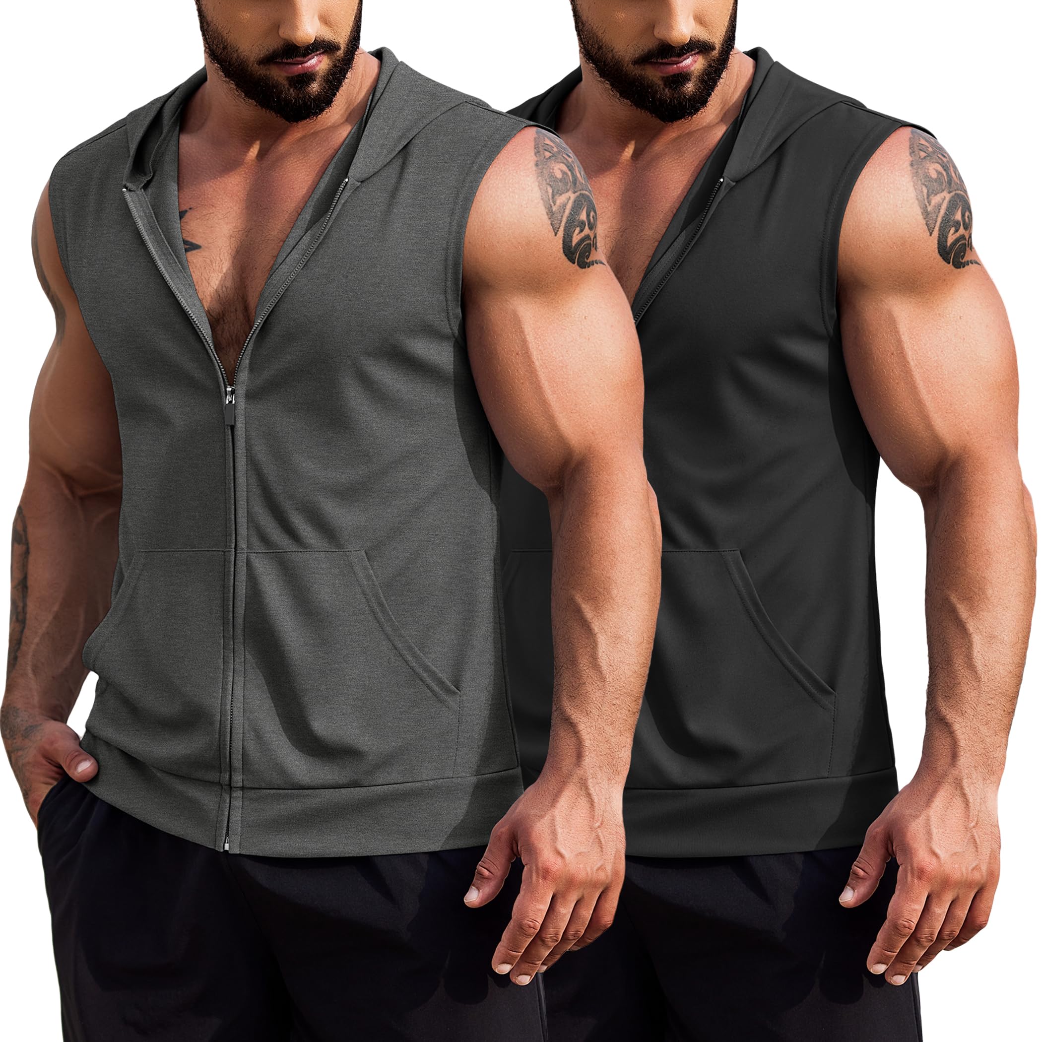 COOFANDY Men 2 Pack Fitness Tank Top Cotton Cutoff