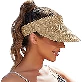 Straw Sun Visors & Hats for Women - Packable Beach Hats, Handmade, Sun Protection