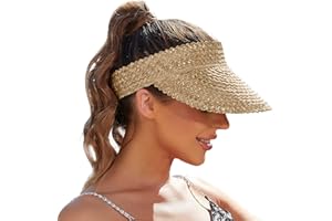 EW EAST WATER Straw Sun Visors & Hats for Women - Packable Beach Hats, Handmade, Sun Protection
