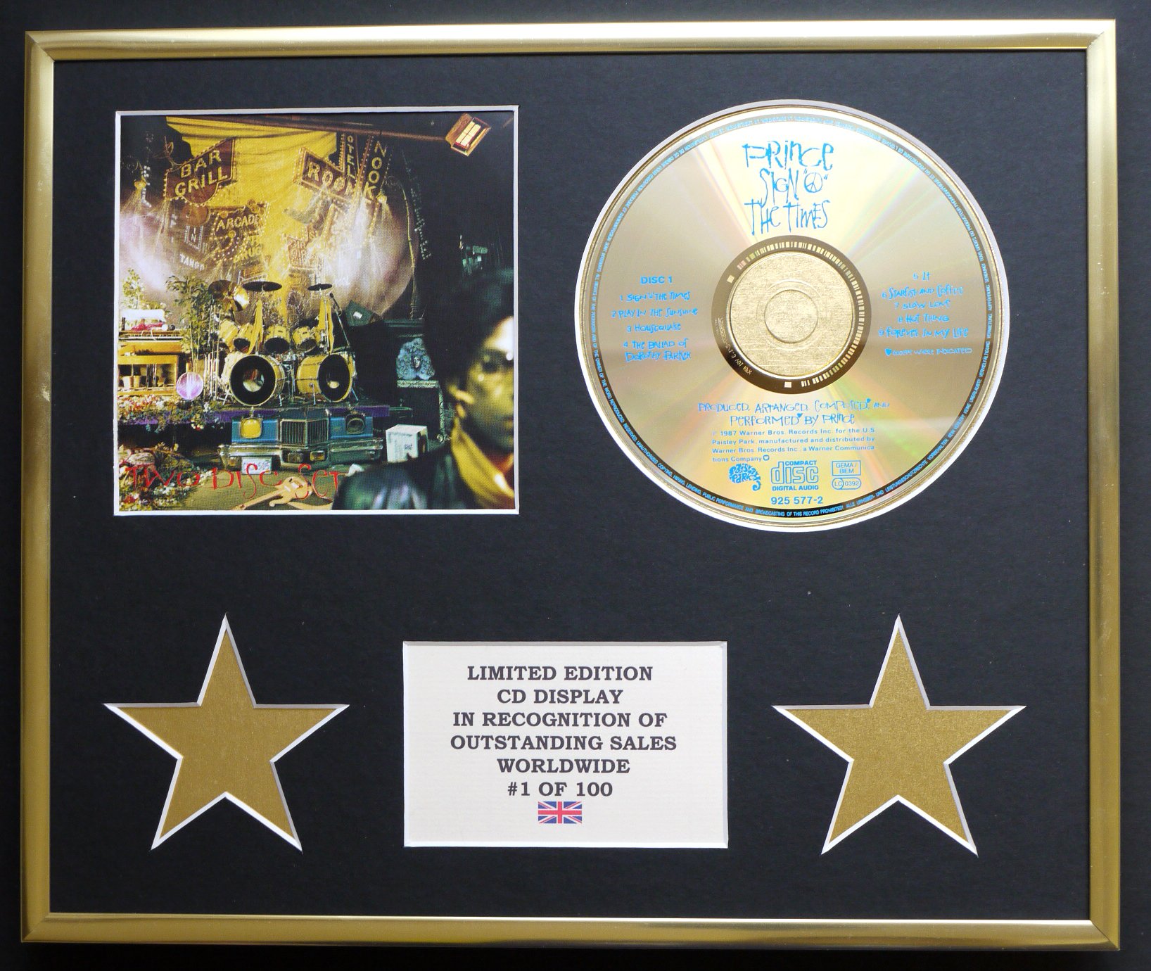 PRINCE/CD DISPLAY/LIMITED EDITION/COA/SIGN THE TIMES