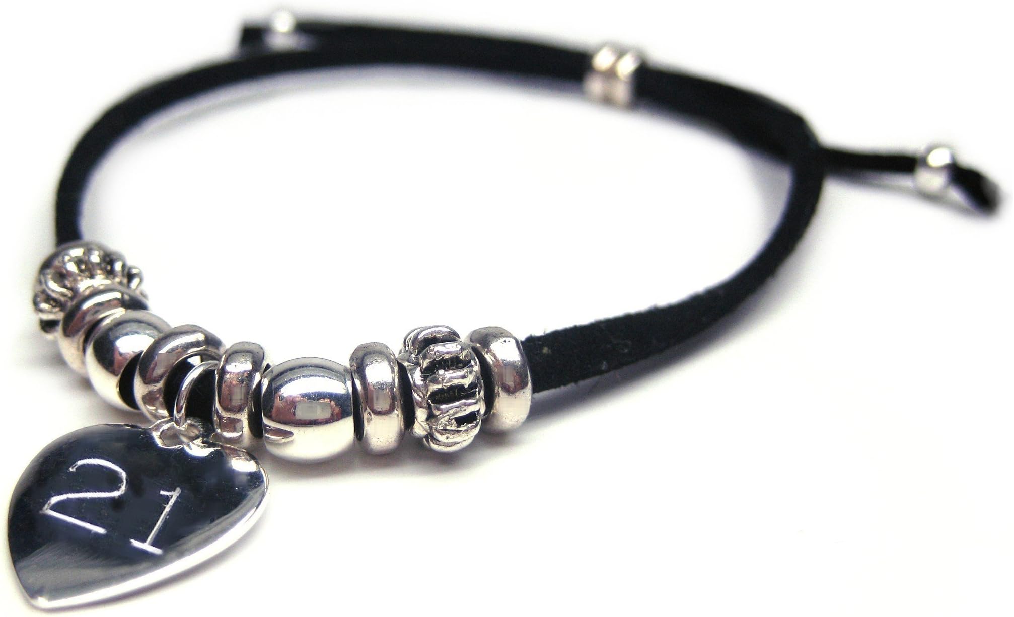 Aye Do Ltd India 21st Birthday Engraved Personalised Bracelet - Black - Gift - Birthday - Present - Women - Friendship - Suede