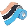 Deke Home - Pro Athletic Kinesiology Uncut Tape (3 Pack), Support and Recovery Elastic Free Cut Tapes, Water Resistant, Multicolor (Multicolor)