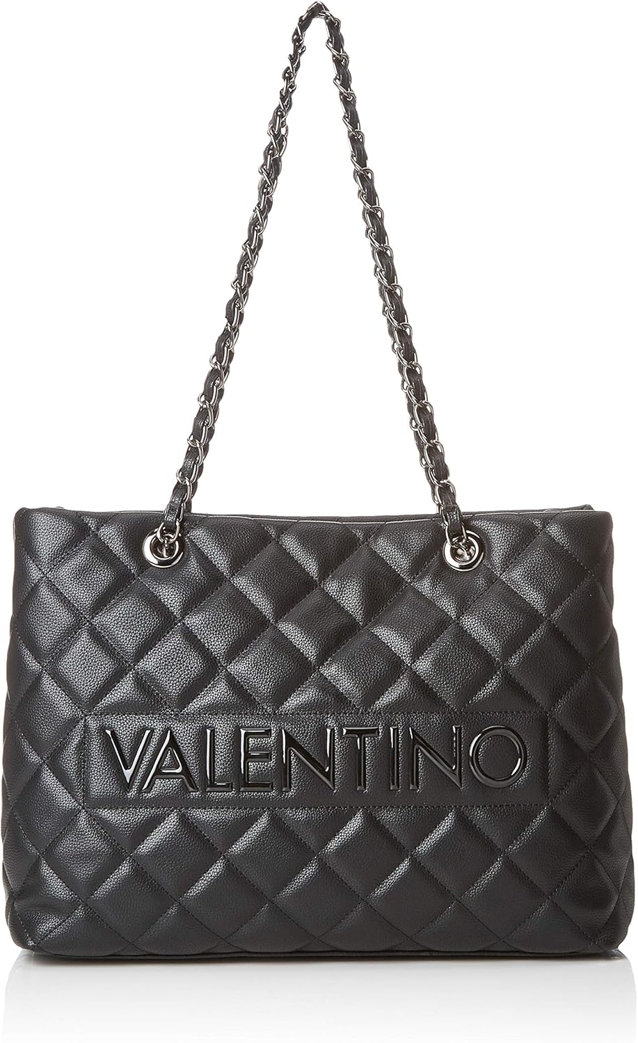 valentino by mario valentino grey quilted chain strap tote bag