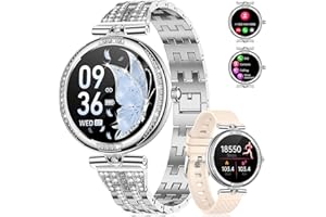 LIGE Smart Watches for Women (Answer/Make Call) with Diamonds,1.19” AMOLED Smartwatch with Heart Rate/Sleep Monitor,IP68 Waterproof Fitness Tracker 120 Sport Modes Pedometer for Android iOS,Sliver