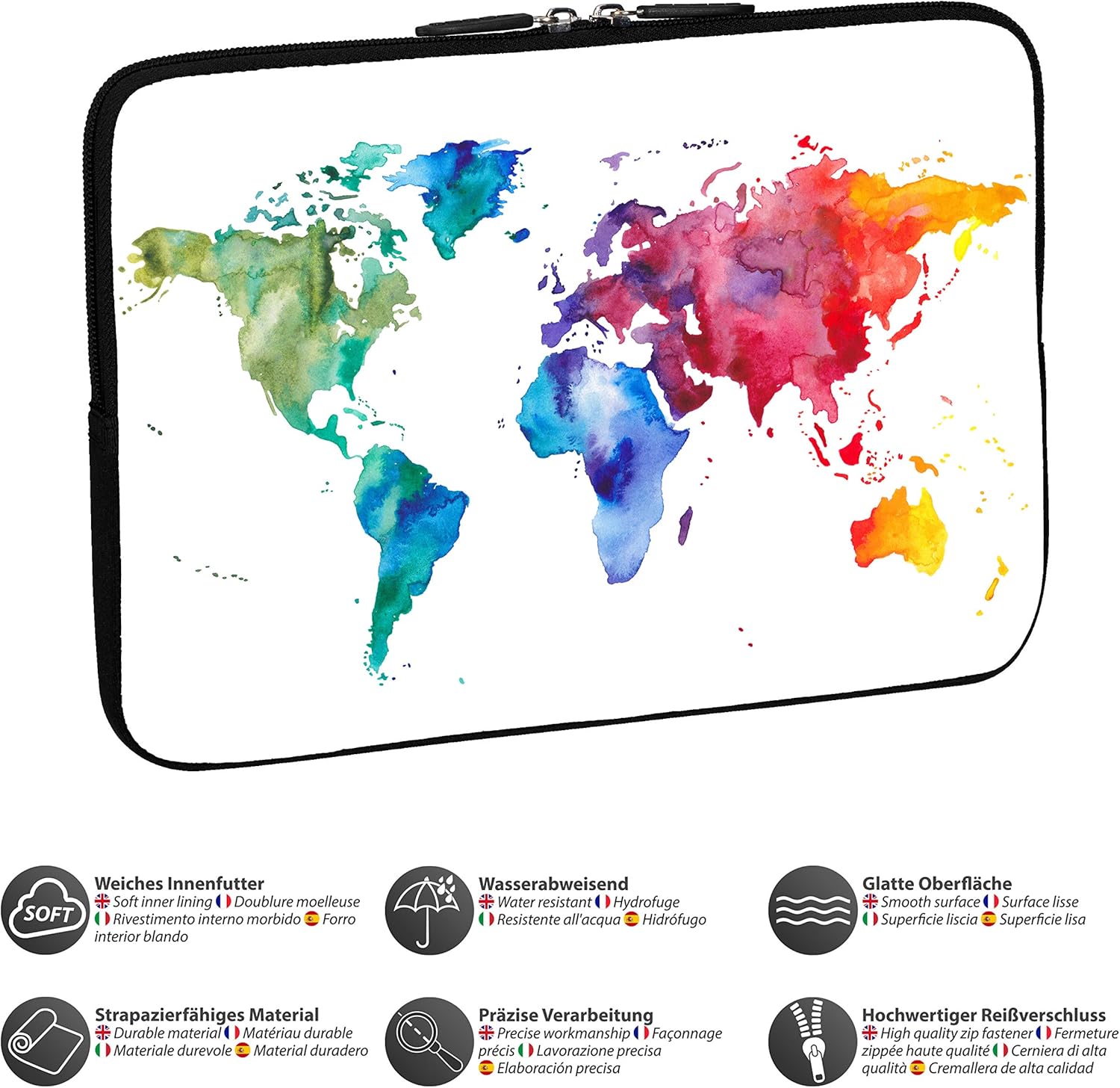 PEDEA Design Protective Laptop Case up to 17.3 Inches (43.9 cm) Brown Global Map, color world, 17,3 Zoll - Image 4